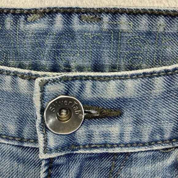 Vintage Levis Silvertab Jeans 32x30 Blue Slim Straight Distressed Flap Pockets - Picture 8 of 16